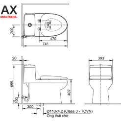 Bồn Cầu INAX AC-939VN (AC939VN) 1 Khối Aqua Ceramic 21 Bản vẽ bồn cầu INAX AC 939VN