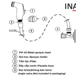 Bản vẽ vòi xịt toilet INAX CFV-105MP