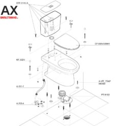 Combo Thiết Bị Vệ Sinh INAX Bồn Cầu AC-514VAN Và Sen Cây SN30 11 Linh kiện bệt INAX 2 khối AC-514VAN