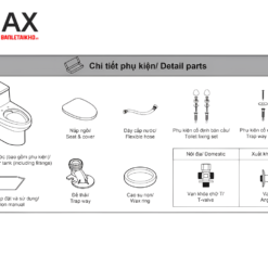 Bồn Cầu INAX AC-939VN (AC939VN) 1 Khối Aqua Ceramic 22 Linh kiện bồn cầu 1 khối INAX AC-939VN