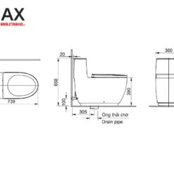 Bồn Cầu INAX AC-1052+CW-S32VN 1 Khối Nắp Rửa Cơ 7 Bản vẽ bồn cầu nắp rửa cơ INAX AC-1052+CW-S32VN