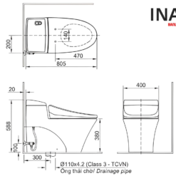 Bồn Cầu INAX AC-1008R+CW-S32VN 1 Khối Nắp Rửa Cơ 6 Bản vẽ bồn cầu INAX AC-1008R+CW-S32VN 1 khối nắp rửa cơ