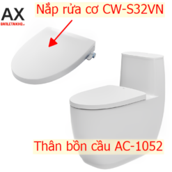 Bồn Cầu INAX AC-1052+CW-S32VN 1 Khối Nắp Rửa Cơ 6 Bồn Cầu INAX AC-1052/CW-S32VN Nắp Rửa Cơ