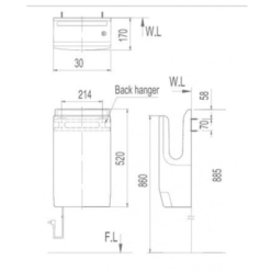 Bản vẽ kỹ thuật của máy sấy tay INAX JT-1000 dùng điện