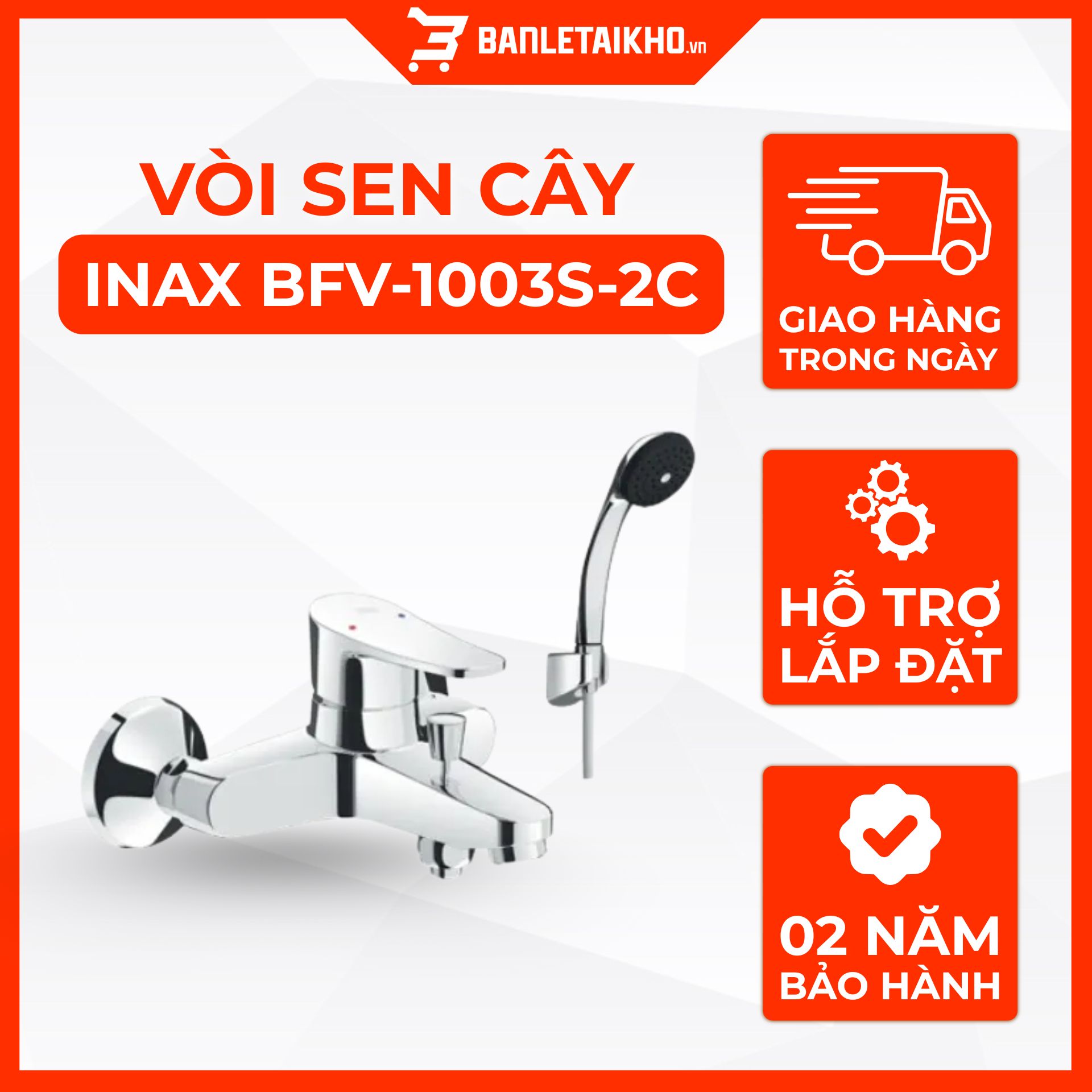 Vòi Sen Tắm Nóng Lạnh INAX BFV-1003S-2C (BFV1003S2C) Tay Sen Mạ 6 Vòi Sen Tắm Nóng Lạnh INAX BFV-1003S-2C (BFV1003S2C) Tay Sen Mạ