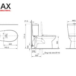 Bản vẽ bồn cầu INAX 2 khối C-306VAN