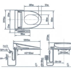Bản vẽ nắp điện tử INAX CW-H20VN