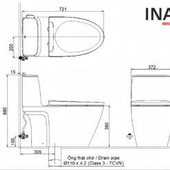 Bồn Cầu INAX AC-912+CW-S15VN 1 Khối Nắp Rửa Cơ 10 Bản vẽ bồn cầu rửa cơ INAX AC-912+CW-S15VN