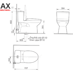 Bản vẽ bàn cầu 1 khối INAX AC-969VN