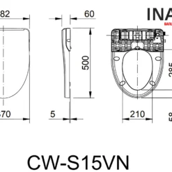 Bản vẽ bàn cầu 2 khối INAX AC-832/CW-S15VN nắp rửa cơ