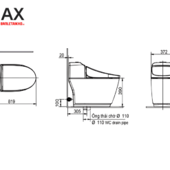 Bồn Cầu INAX AC-1032VN (AC1032VN) 1 Khối Aqua Ceramic Nắp Êm 18 Bản vẽ bàn cầu INAX AC-1032VN 1 khối