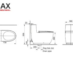 Bản vẽ bàn cầu INAX nắp điện tử AC-1052+CW-KA22AVN