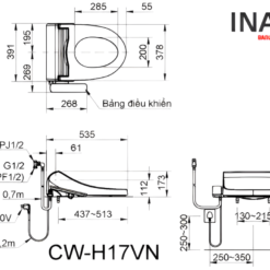 Bồn Cầu Thông Minh INAX AC-1032+CW-H17VN 7 Bản vẽ bồn cầu INAX AC-1032+CW-H17VN nắp điện tử