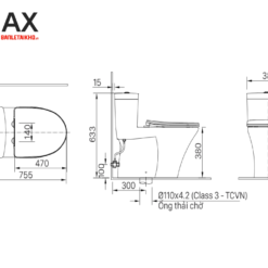 Bản vẽ bồn cầu INAX AC-900R/CW-H17VN
