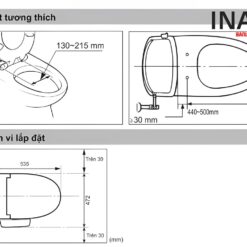 Bản vẽ bồn cầu kết hợp nắp INAX AC-900R CW-H18VN