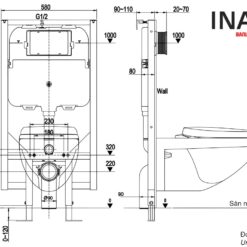 Bồn Cầu INAX AC-23PVN (AC23PVN) Treo Tường Thùng Nước Âm 9 Bản vẽ INAX AC-23PVN