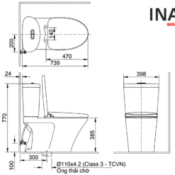 Bồn Cầu INAX AC-700VAN (AC700VAN) 2 Khối Aqua Ceramic Xả Nhấn 9 Bản vẽ INAX AC-700VAN 2 khối