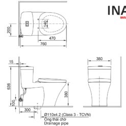 Bản vẽ lắp đặt bàn cầu INAX AC-900R CW-H20VN nắp rửa điện tử
