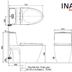 Bồn Cầu Thông Minh INAX AC-902+CW-H17VN 6 Bản vẽ bồn cầu INAX AC-902 kết hợp nắp điện tử CW-H17VN