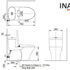 Bồn Cầu Thông Minh INAX AC-959A+CW-H17VN 8 Bồn cầu INAX AC 959A+CW H18VN kết hợp nắp điện tử