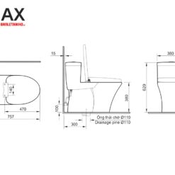 Bồn Cầu INAX AC-959A+CW-S15VN 1 Khối Nắp Rửa Cơ 9 Bản vẽ INAX AC-959A+CW-S15VN nắp rửa cơ