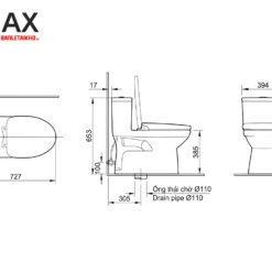 Bản vẽ INAX AC-969+CW-H20VN nắp điện tử