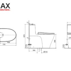 Bồn Cầu INAX AC-989+CW-S15VN 1 Khối Nắp Rửa Cơ 6 Bản vẽ bồn cầu 1 khối INAX AC-989+CW-S15VN nắp rửa cơ