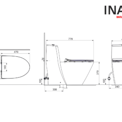 Bản vẽ kỹ thuật bồn cầu INAX AC-919R+CW-H18VN