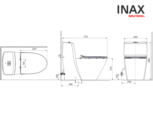 Bản vẽ kỹ thuật bồn cầu INAX AC-919R+CW-H18VN