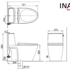 Bồn Cầu INAX AC-912VN (AC912VN) 1 Khối Bộ Sưu Tập S200 27 Bản vẽ Bồn cầu 1 khối INAX AC-912VN (AC912VN) nắp đóng êm