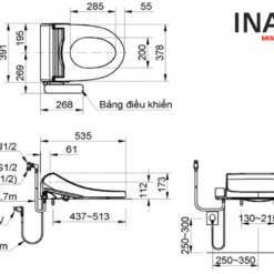 Bồn Cầu Thông Minh INAX AC-1017R+CW-H17VN 7 Bản vẽ bàn cầu 1 khối INAX AC-1017R nắp điện tử CW-H17VN