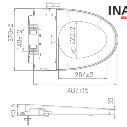 Bản vẽ bồn cầu INAX 1 khối AC-900R+CW-S32VN nắp rửa cơ