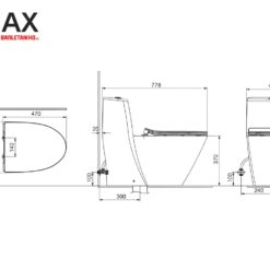 Bản vẽ bàn cầu 1 khối rửa cơ INAX AC-919R+CW-S15VN