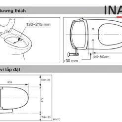 Bồn Cầu Thông Minh INAX AC-989+CW-H17VN 9 Bản vẽ lắp đặt AC 989+CW H17VN
