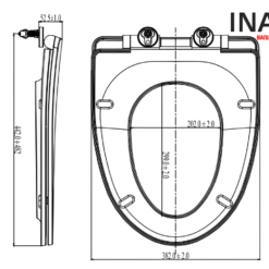 Nắp Bồn Cầu INAX CF-600VS (C-514VAN, AC-969VN-2, AC-959VAN-2) Rơi Êm Siêu Mỏng 7 Bản vẽ nắp INAX CF 600VS