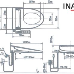 Nắp Bồn Cầu Điện Tử INAX CW-H20VN (CWH20VN) Shower Toilet Thông Minh 5 Bản vẽ nắp rửa điện tử INAX CW-H20VN