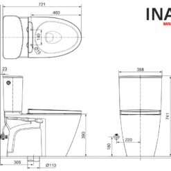Combo Thiết Bị Vệ Sinh INAX Bồn Cầu AC-602VN Và Sen Cây SN78 10 Bản vẽ xí bệt INAX 602 xả tự động