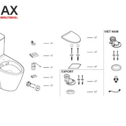 Bồn Cầu INAX ACT-602VN (ACT602VN) 2 Khối Xả Không Chạm 8 Cấu tạo bệt INAX ACT602VN 2 khối xả không chạm