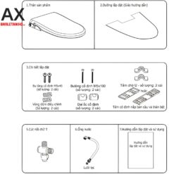 Nắp Bồn Cầu Rửa Cơ INAX CW-S15VN (CWS15VN) 2 Chế Độ 10 Chi tiết nắp INAX CW S15VN