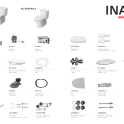 Bồn Cầu INAX AC-959VAN-2 là nắp mỏng 18 Linh kiện bệt INAX 1 khối AC959VAN-2