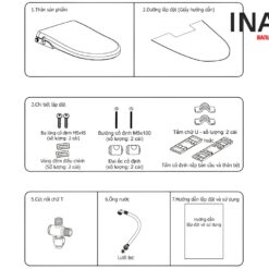 Bồn Cầu INAX AC-959A+CW-S15VN 1 Khối Nắp Rửa Cơ 8 Linh kiện INAX AC-959A+CW-S15VN nắp rửa cơ