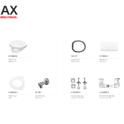 Nắp Bồn Cầu INAX CF-3003VS (AC-1035VN, AC-1135VN, AC-918VRN, AC-909VRN) Đóng Êm 7 Linh kiện nắp bàn cầu INAX CF-3003VS