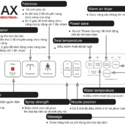 Bồn Cầu Thông Minh INAX AC-2700+CW-H18VN 7 Bảng điều khiển các tính năng của bàn cầu 1 khối nắp điện tử INAX AC-2700/CW-H18VN