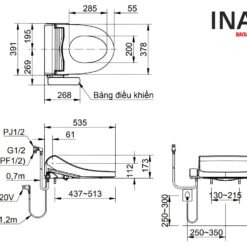 Bồn Cầu Nắp Điện Tử INAX AC-912+CW-H18VN Xả Gạt 8 Bàn cầu INAX AC-912/CW-H18VN