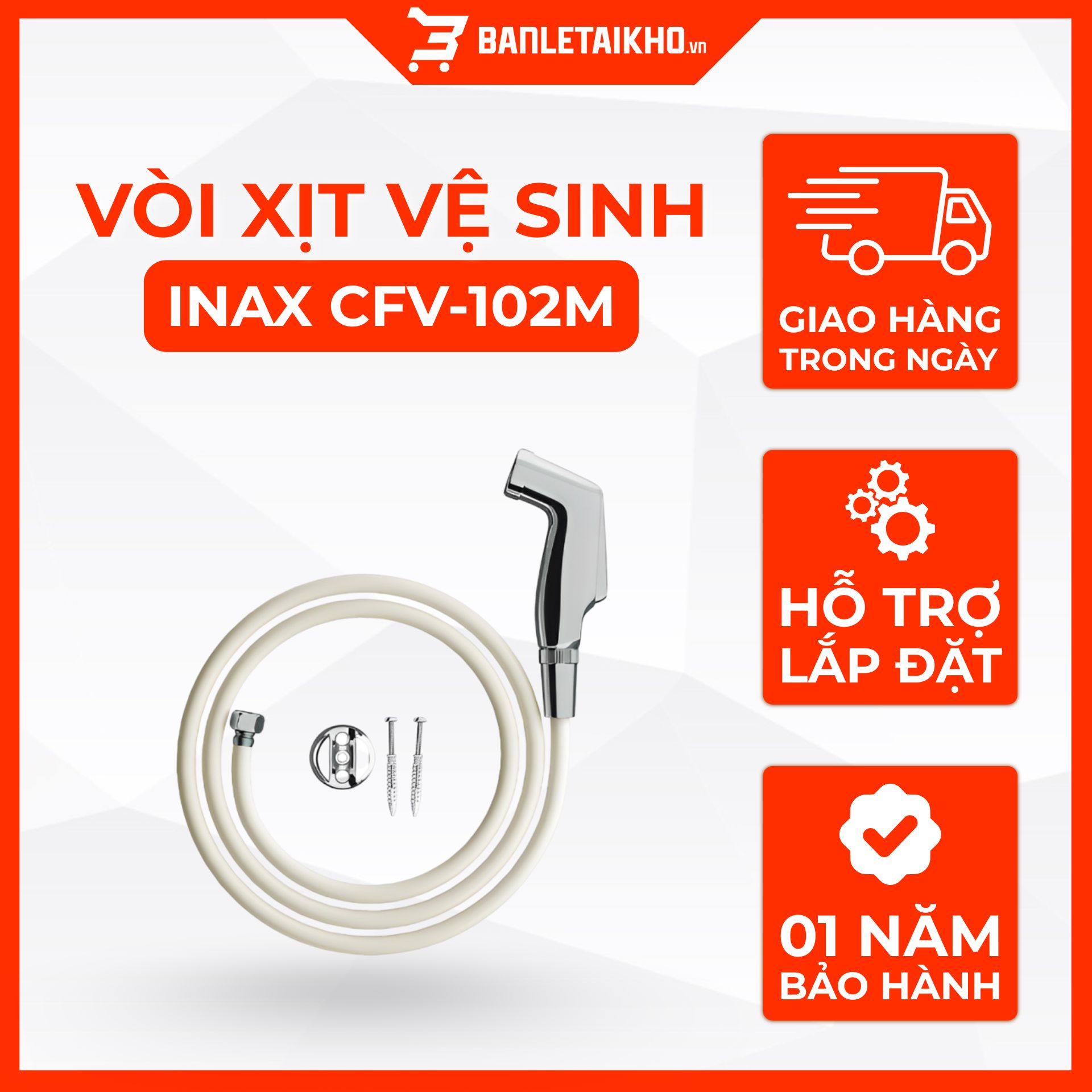 Vòi Xịt INAX CFV-102M (CFV102M) Dây Nhựa PVC, Xoay 360 Độ 13 Vòi Xịt INAX CFV-102M (CFV102M) Dây Nhựa PVC, Xoay 360 Độ