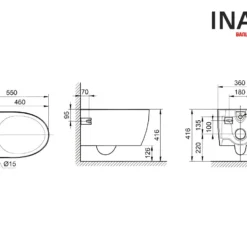 Bản vẽ bệt INAX treo tường AC-952+CW-KB22AVN nắp điện tử