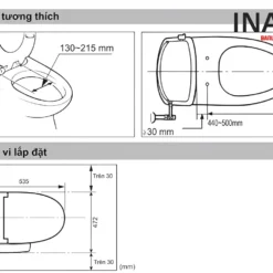 Bản vẽ bồn cầu nắp rửa điện tử INAX AC-602+CW-H17VN