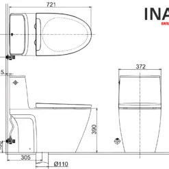 Bồn Cầu INAX ACT-902+CW-H18VN 1 Khối Xả Tự Động Nắp Điện Tử 8 Bản vẽ bệt INAX ACT-902 nắp điện tử CW-H18VN