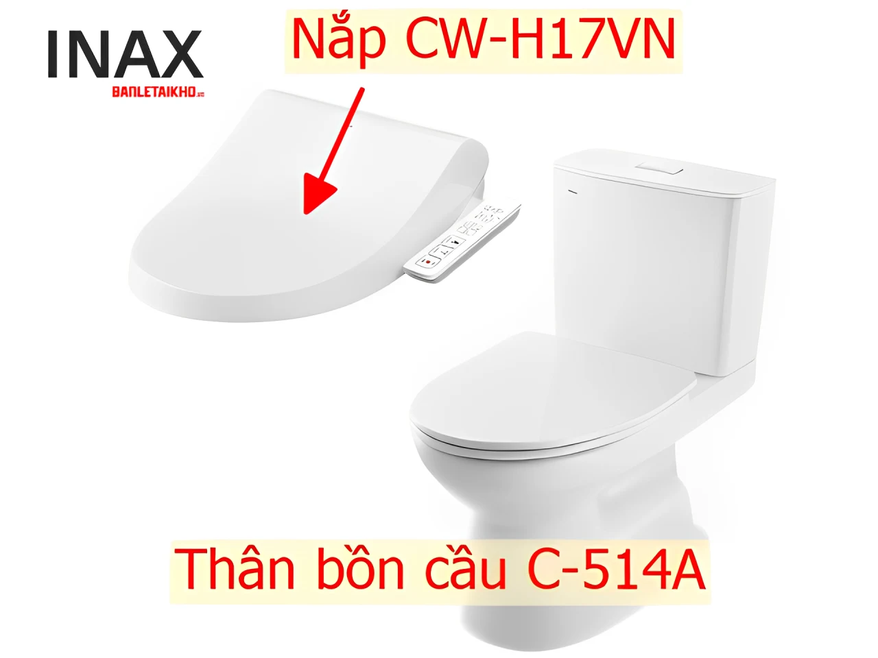 Bồn Cầu Thông Minh INAX C-514A+CW-H17VN 12 Bồn cầu 2 khối nắp điện tử INAX C-514+CW-H17VN