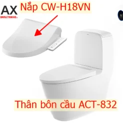 Bồn cầu 2 khối xả tự động nắp điện tử INAX ACT-832+CW-H18VN